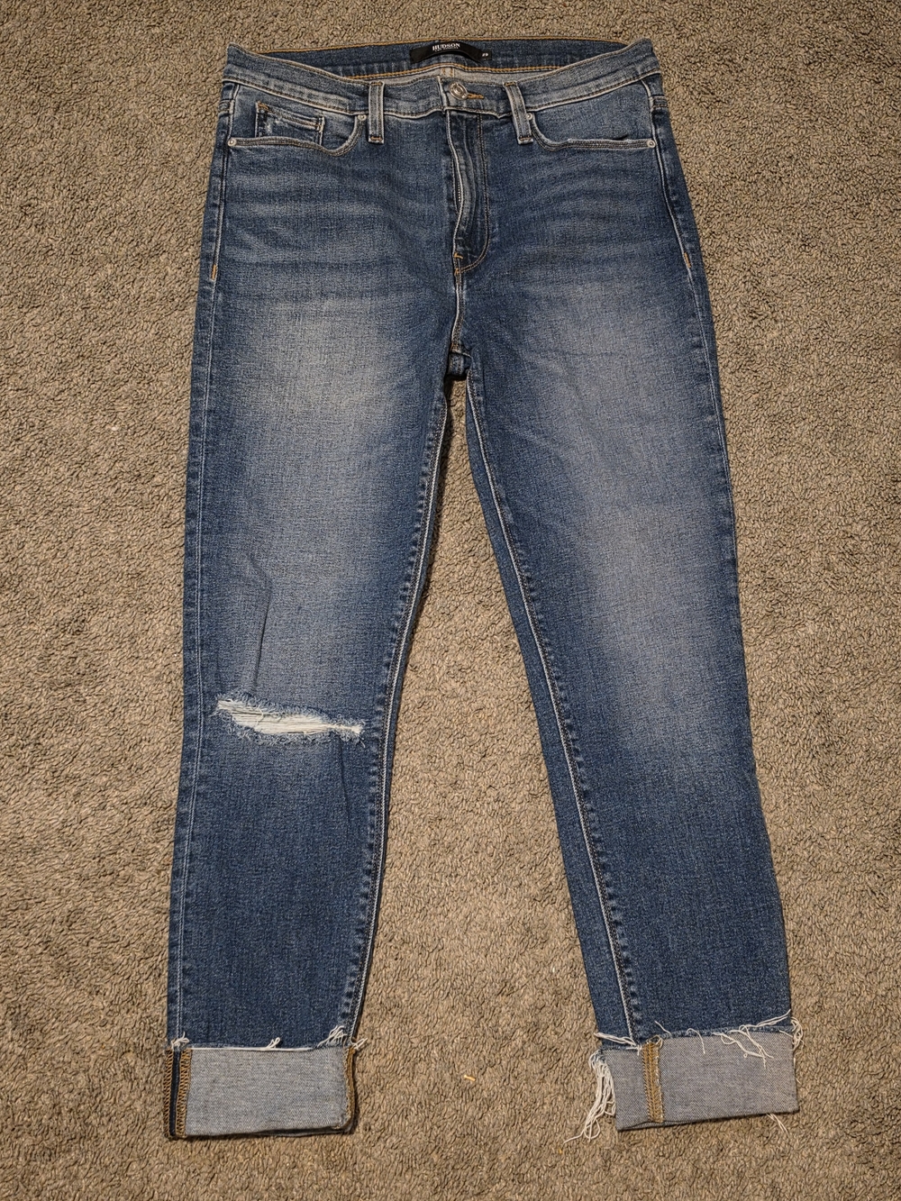 Hudson Barbara Jeans Womens Size 29 Cropped Ankle Straight Raw Hem Distressed